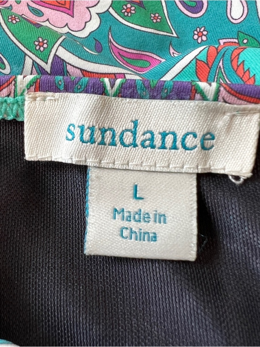 Sundance Boho Paisley One Piece Swimsuit Back Tie Size Large built in cups blue - Picture 3 of 5